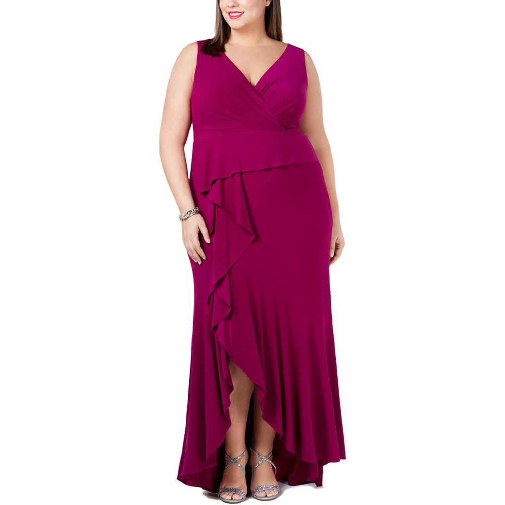 Adrianna Papell Wildberry Jersey Cascade Gown 20W